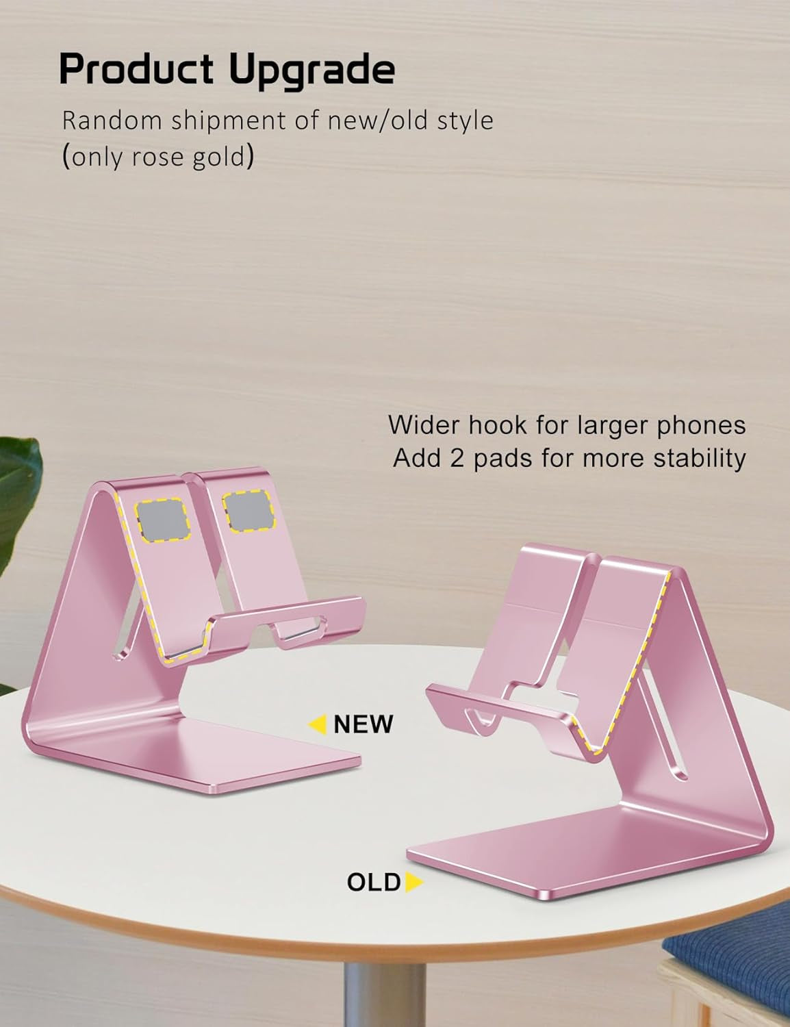 Stylish Rose Gold Aluminum Phone Stand - Perfect Holder for iPhone 17-6 Plus, Samsung & All Smartphones - Elevate Your Office Decor!